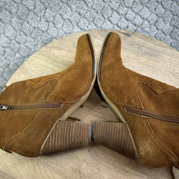 Steve Madden Ohio Brown Suede Fringe Ankle Boots With Zipper‎ Womens Size 7.5 - Picture 5 of 11